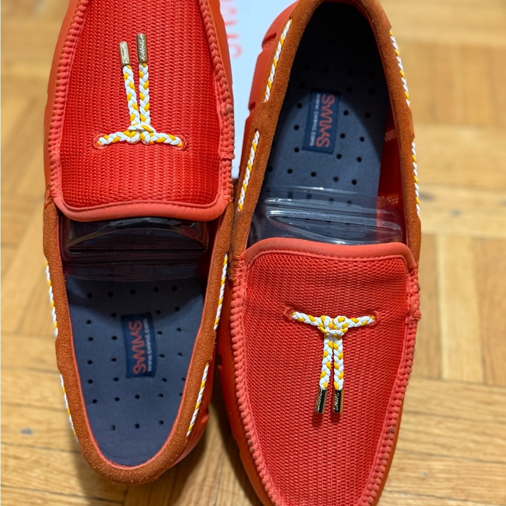 Swims Orange Loafers Slip-Ons with Perforated Design